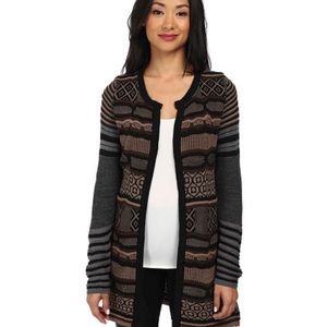 Desigual Womens Jers Dounty Cardigan Size M Longline Patterned Open Front